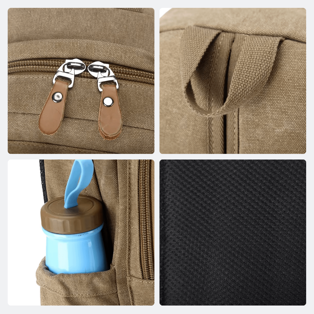 Sac à Dos Homme Toile Vintage Kaki Sombre - | AïtaVia