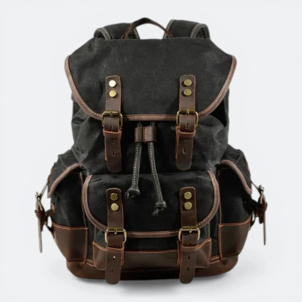 Sac à Dos Toile Vintage Homme Gris Charbon - | AïtaVia