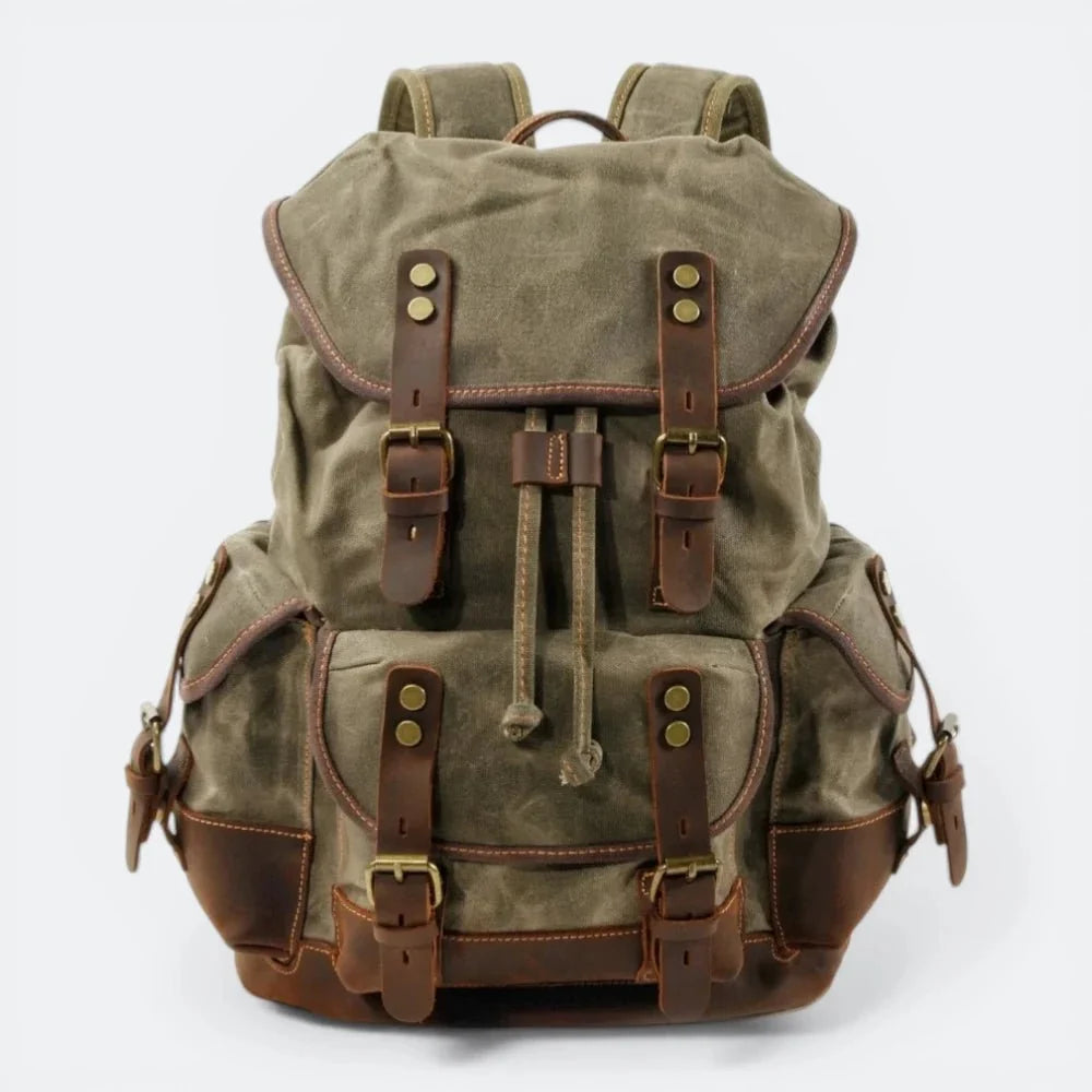 Sac à Dos Toile Vintage Homme Kaki Foncé - | AïtaVia