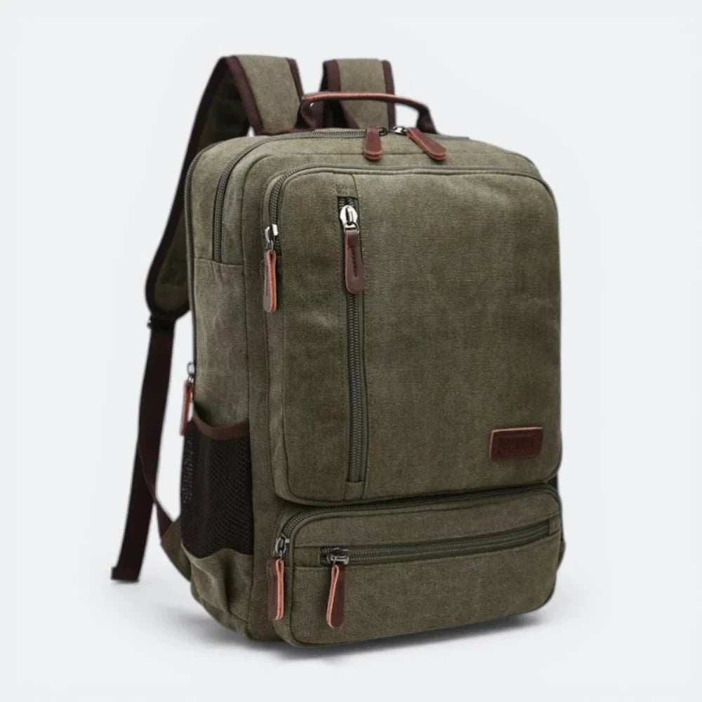 Sac à Dos Vintage en Toile pour Homme Vert Olive - | AïtaVia