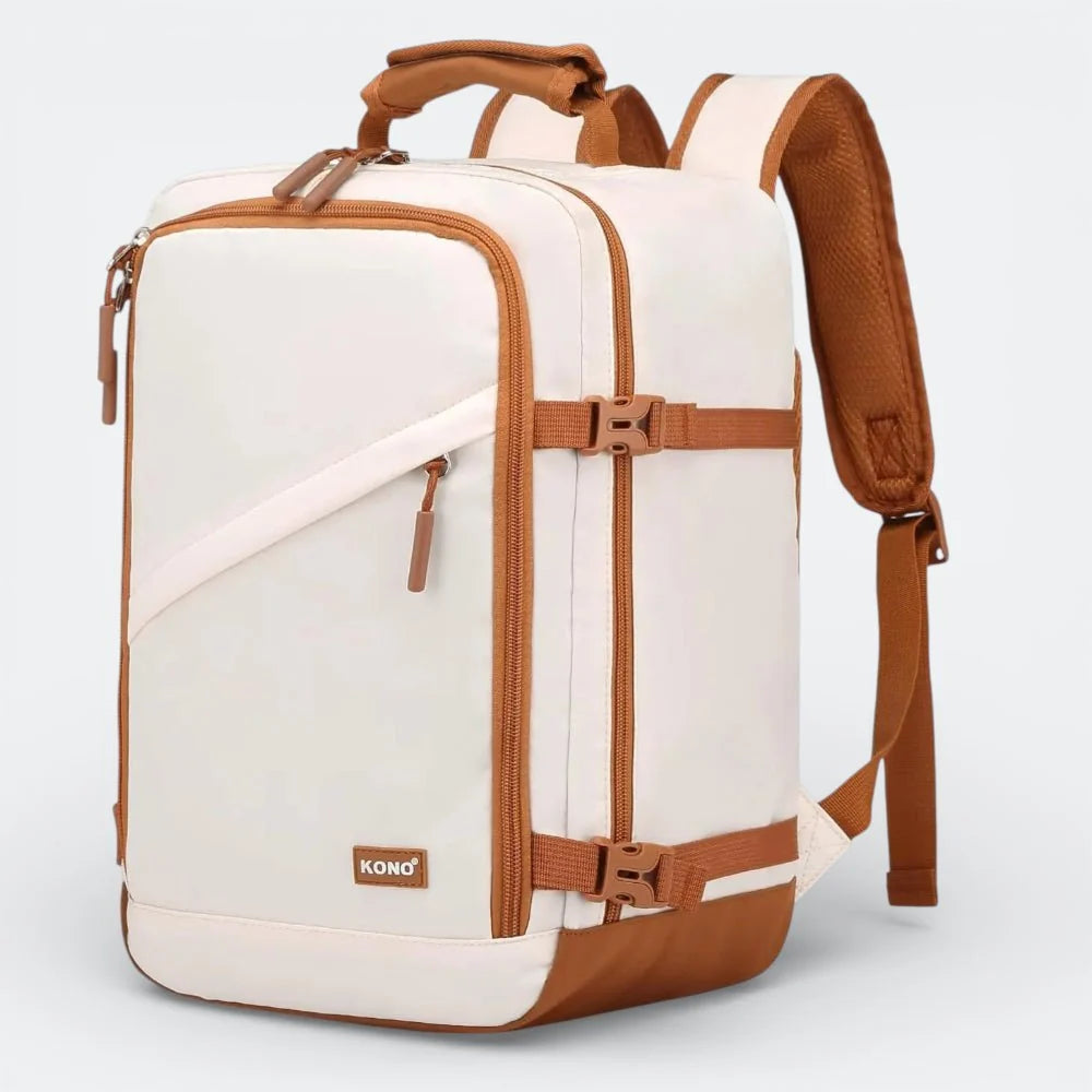 Sac à Dos Voyage Avion Cabine Beige Ivoire - | AïtaVia