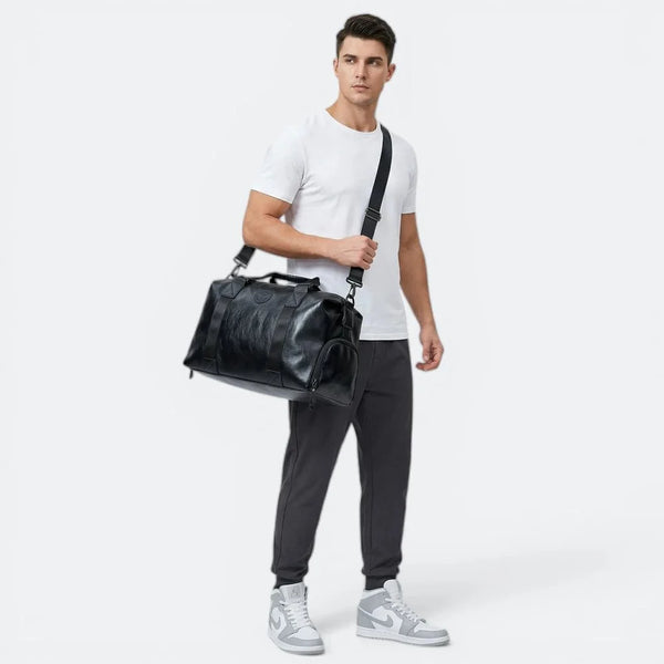 Sac de Sport Homme Cuir Noir