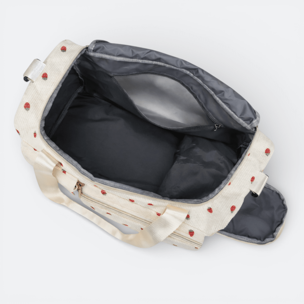 Sac de Voyage en Velours Côtelé Fraises Lavande - | AïtaVia