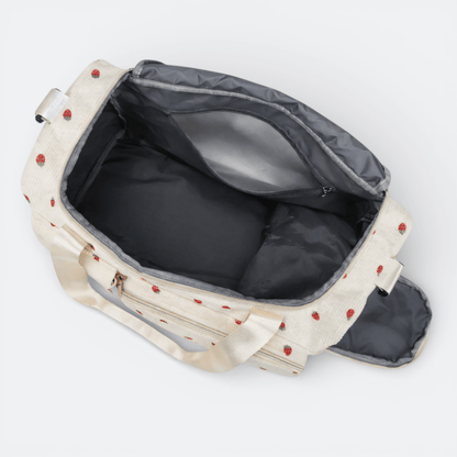 Sac de Voyage en Velours Côtelé Fraises Lavande - | AïtaVia