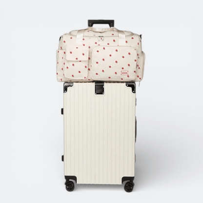 Sac de Voyage en Velours Côtelé Fraises Lavande - | AïtaVia