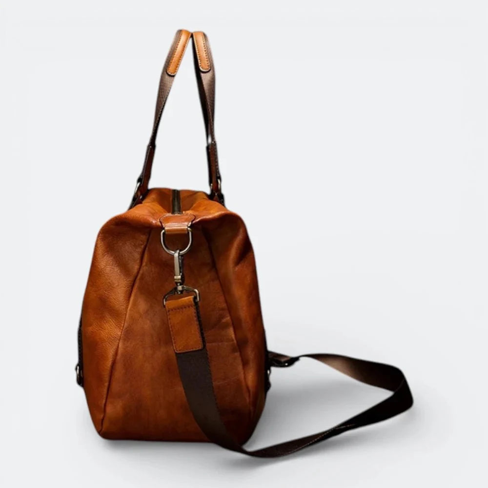 Sac de Voyage Homme Cuir Marron Orange Brûlé - | AïtaVia