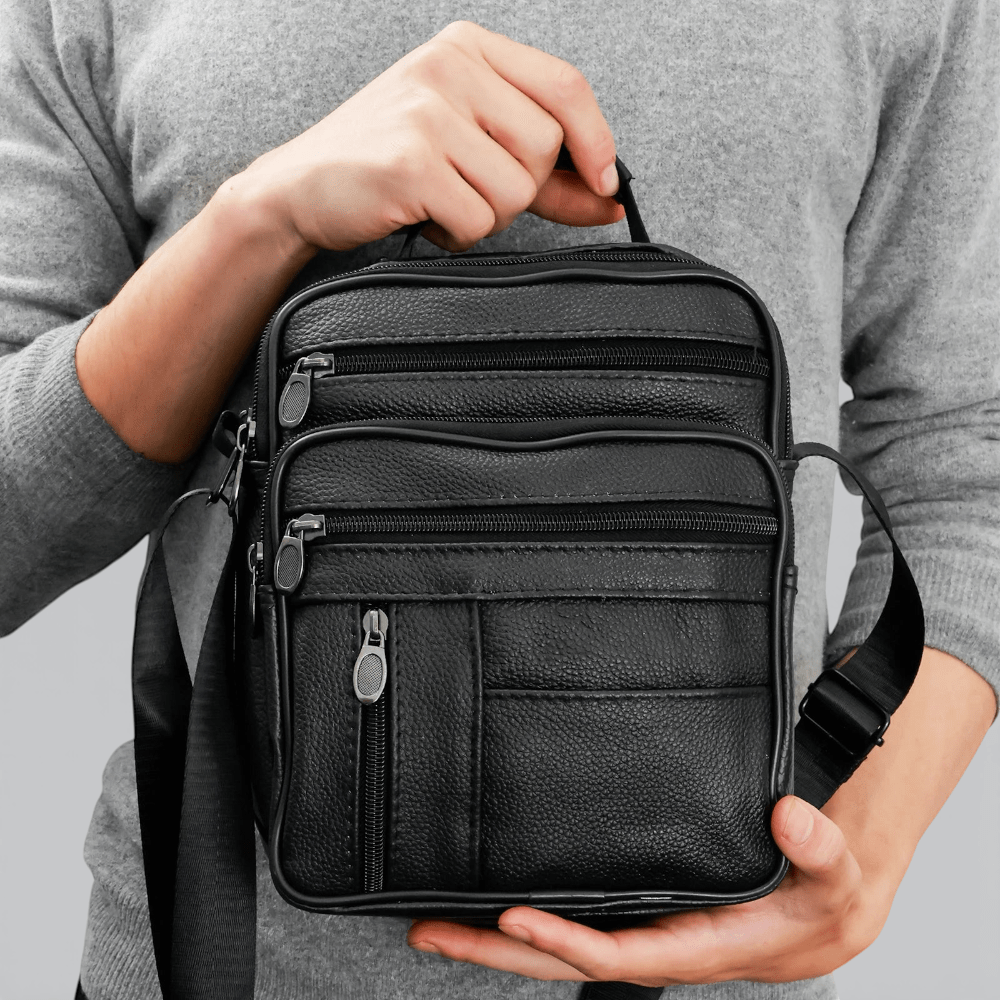 Sacoche Cuir à Bandoulière Homme Noir - | AïtaVia