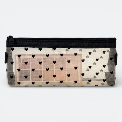 Trousse de Pinceaux Maquillage Cœurs Tulle Beige - | AïtaVia