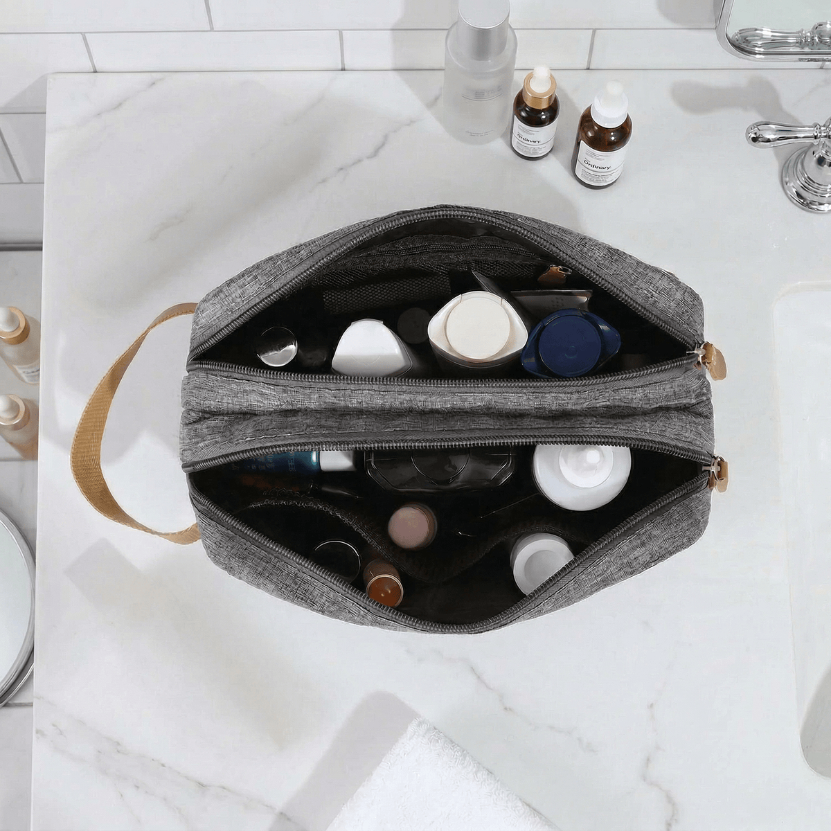 Trousse de Toilette avec Poignée Bleu Gris - | AïtaVia