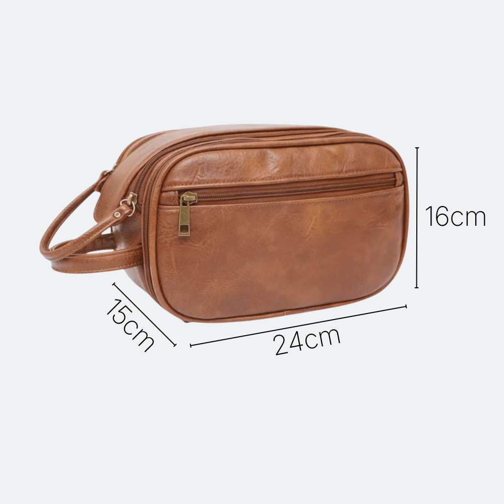 Trousse de Toilette pour Homme en Cuir Noir Charbon - | AïtaVia
