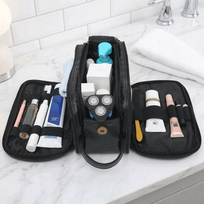 Trousse de Toilette pour Homme en Cuir Noir Charbon - | AïtaVia