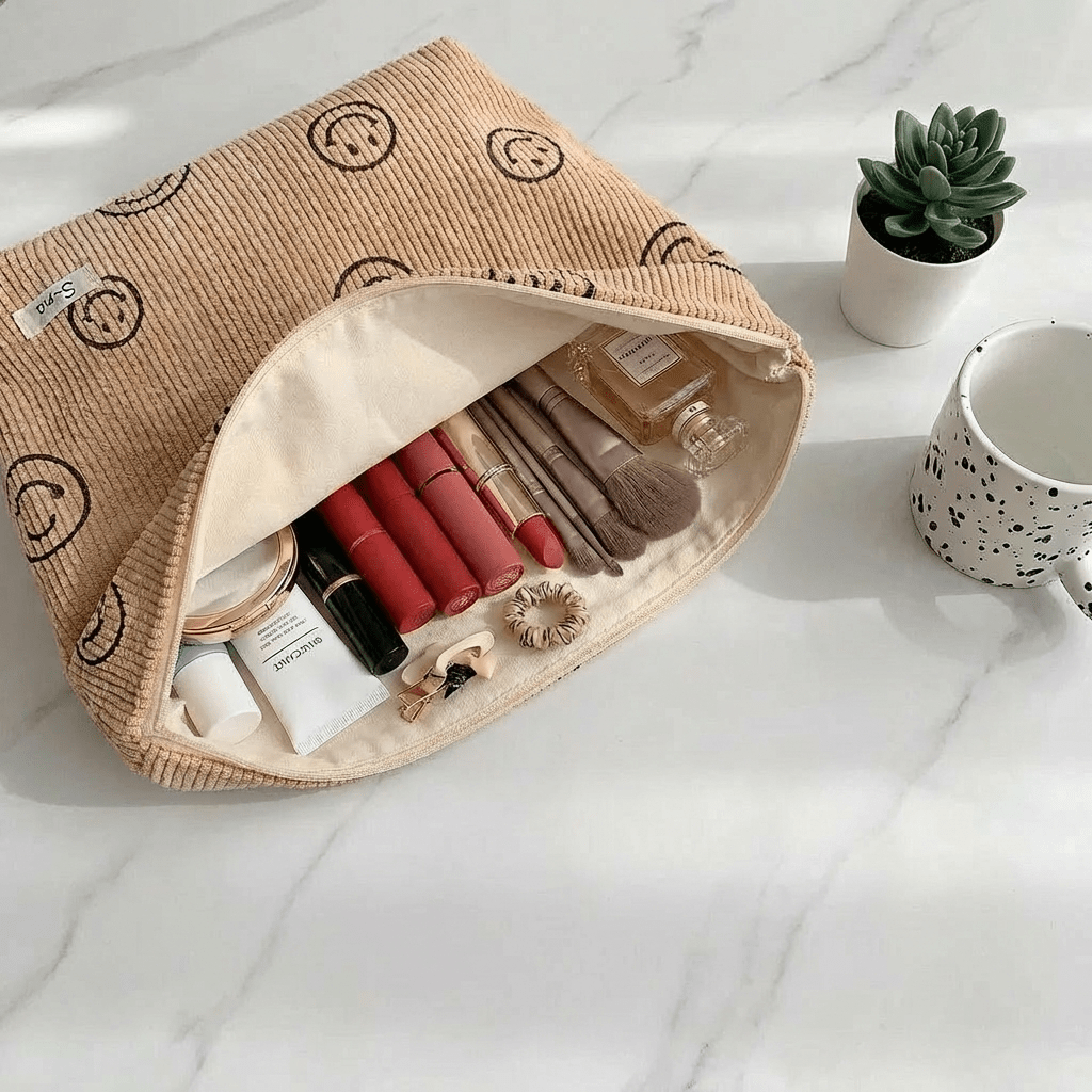Trousse de Toilette pour Voyage Sourires Marron - | AïtaVia