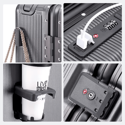 Valise Cabine avec Ouverture Frontale Gris Neutre - | AïtaVia