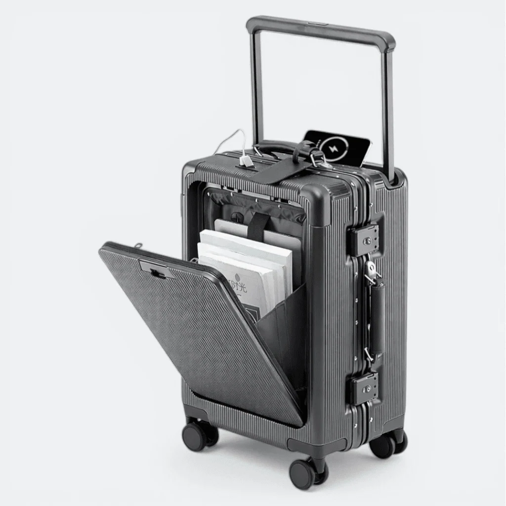 Valise Cabine avec Ouverture Frontale Gris Neutre - | AïtaVia