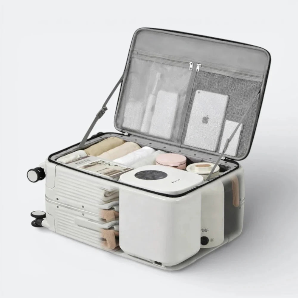 Valise Cabine avec Port USB Blanc Cassé - | AïtaVia