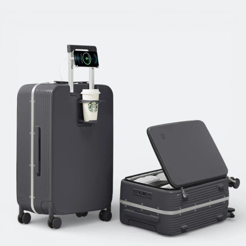 Valise Cabine avec Port USB Gris Ombre - | AïtaVia